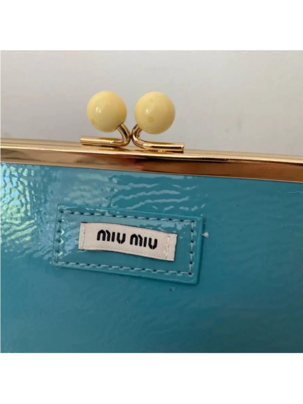 Miu Miu Teal Leather Clutch with Gold-Tone Chain - Picture 6 of 7
